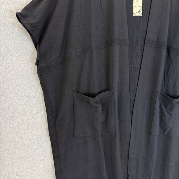 Mod-O-Doc Black Open Front Cardigan Duster Pockets SS Womens Size Medium NWT - Picture 3 of 16